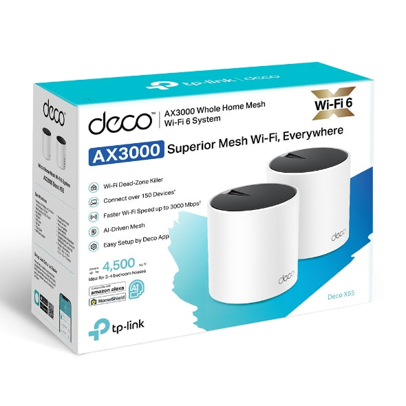 TP-Link DECO X55 (2-Pack) sistemas wi-fi mesh (wi-fi en malla) Enrutador de malla Blanco Sí Interno