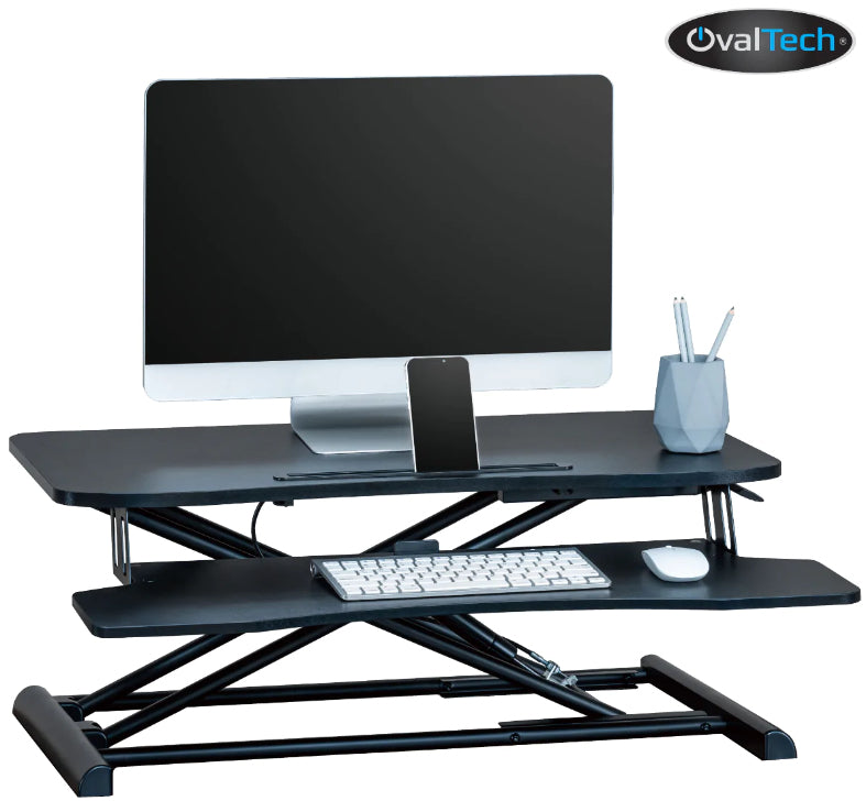 Ovaltech OVDESK-800MM escritorio para computadora Negro, Derecho, Forma cóncava, Patas en X