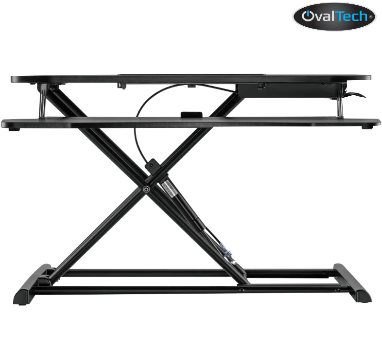 Ovaltech OVDESK-800MM escritorio para computadora Negro, Derecho, Forma cóncava, Patas en X