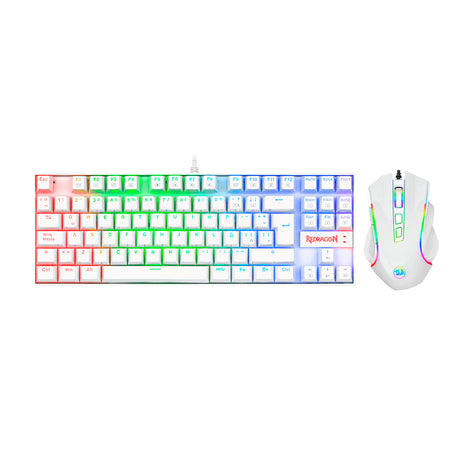 REDRAGON K552WRGB-BA-SP teclado Ratón incluido Juego USB QWERTY Español Blanco, Alámbrico, Interruptor mecánico, LED RGB