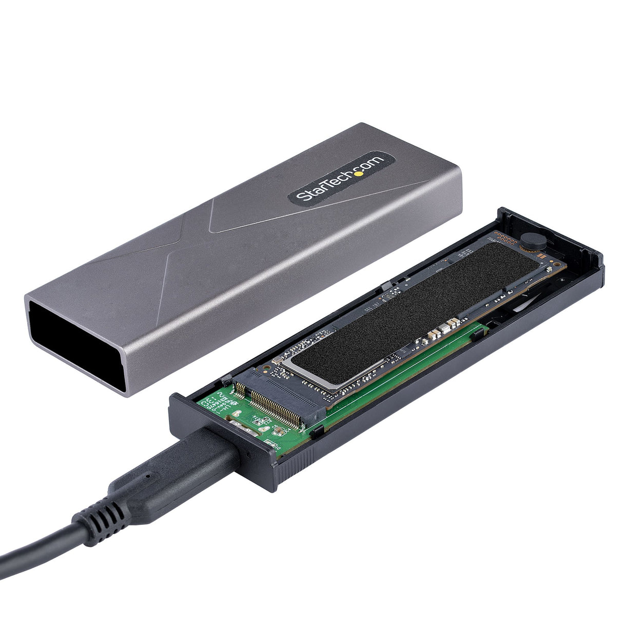 StarTech.com Caja Externa de Aluninio USB-C 10Gbps a NVMe M.2 o SSD M.2 SATA - Sin Herramientas para SSD M.2 NGFF PCIe/S