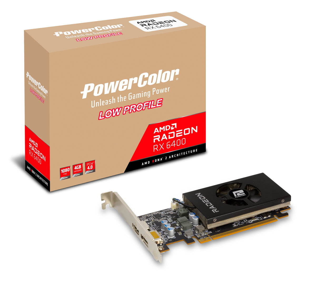 Tarjeta de Video AMD Power Color Radeon RX6400 4GB Single Fan Low Profile GDDR6 PCIe 4.0 1xHDMI 1xDP