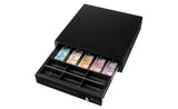 Logic Controls CD415 cajón de efectivo Cajón electrónico de dinero, Metal, Negro, 410 mm