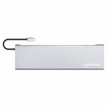 Docking Station USB-C 11 en 1 Manhattan con MST para tres monitores, 4K, Gigabit Ethernet, 100W PD