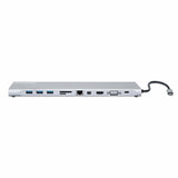 Docking Station USB-C 11 en 1 Manhattan con MST para tres monitores, 4K, Gigabit Ethernet, 100W PD