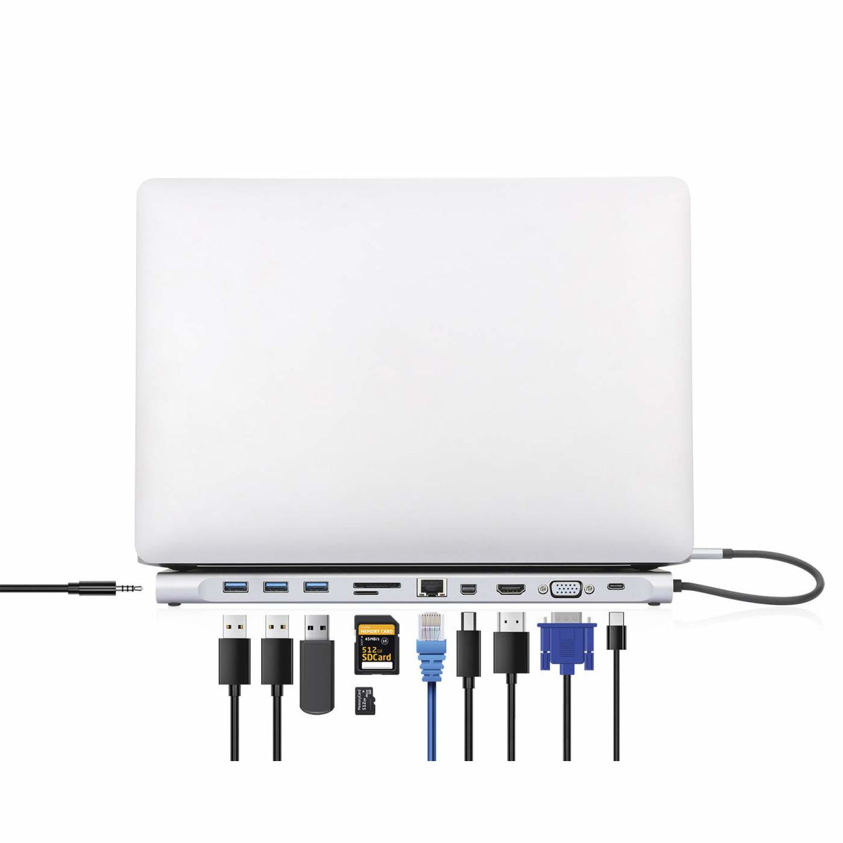 Docking Station USB-C 11 en 1 Manhattan con MST para tres monitores, 4K, Gigabit Ethernet, 100W PD