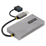 StarTech.com Adaptador de USB a HDMI Doble, USB A/C a 2 Pantallas HDMI (1x 4K30Hz, 1x 1080p), Dongle Integrado USB-A a C, Cable de 11cm, Adaptador USB 3.0 a HDMI, Windows y macOS adaptadores gráficos usb USB tipo A, USB Tipo C Macho Derecho Si