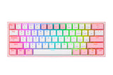REDRAGON K616-RGB WP FIZZ PRO, Teclado Mecánico multiconexion Blanco y Rosa, Inalámbrico y alámbrico, USB + RF Wireless 