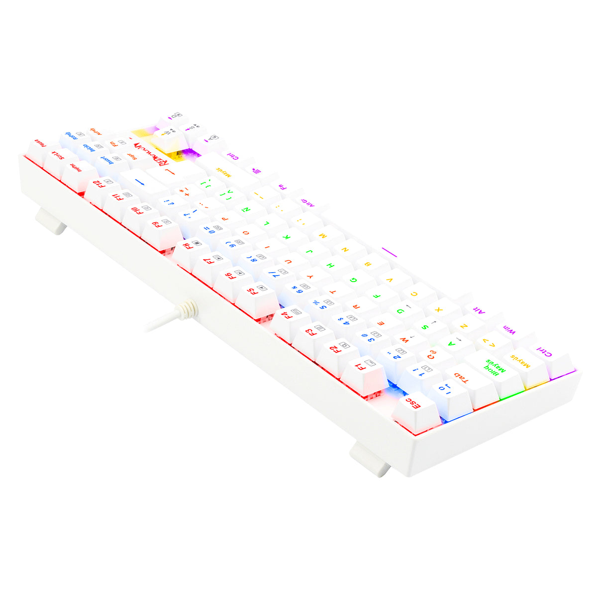 REDRAGON K552W-KR-SP KUMARA WHITE RAINBOW, Teclado Mecánico, Alámbrico, USB, Interruptor mecánico