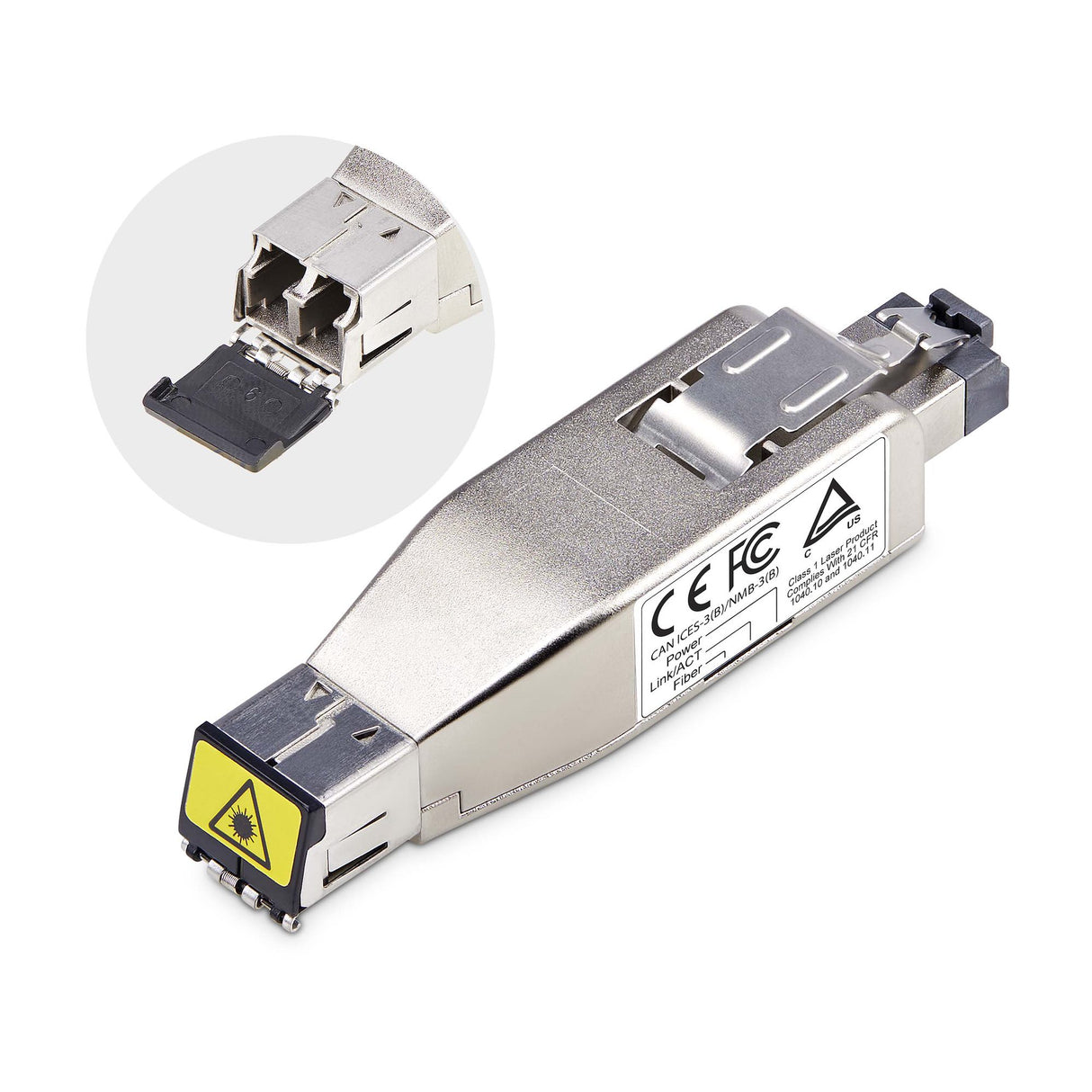 StarTech.com Dongle Conversor de Medios de Fibra Óptica Gigabit a Ethernet RJ45 - Alimentado por PoE - Monomodo 10km - M