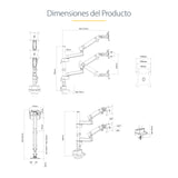StarTech.com Brazo de Soporte para Dos Monitores - Base Soporte de Movimiento Articulado y Altura Ajustable para 2 Monit