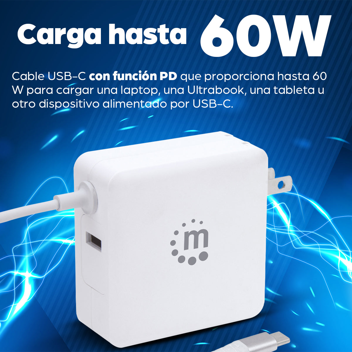 MANHATTAN Cargador 180245, 100-240V, 50/60Hz, Tipo Empresarial
