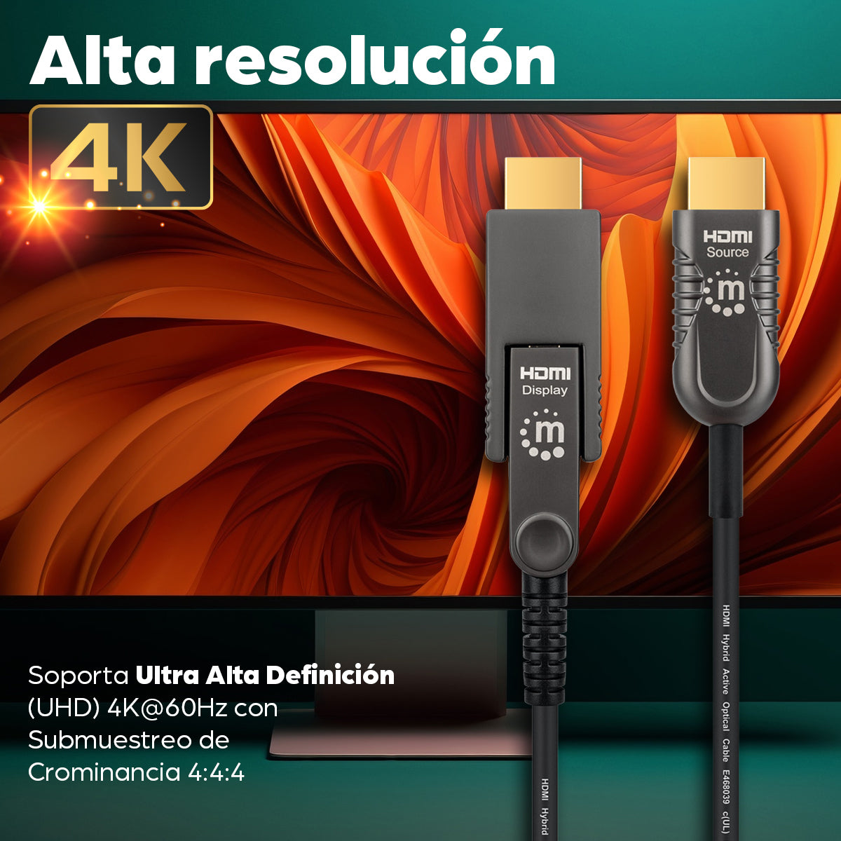 Manhattan 353243 Cable 20 m HDMI tipo A (Estándar) HDMI tipo D (Micro) Macho