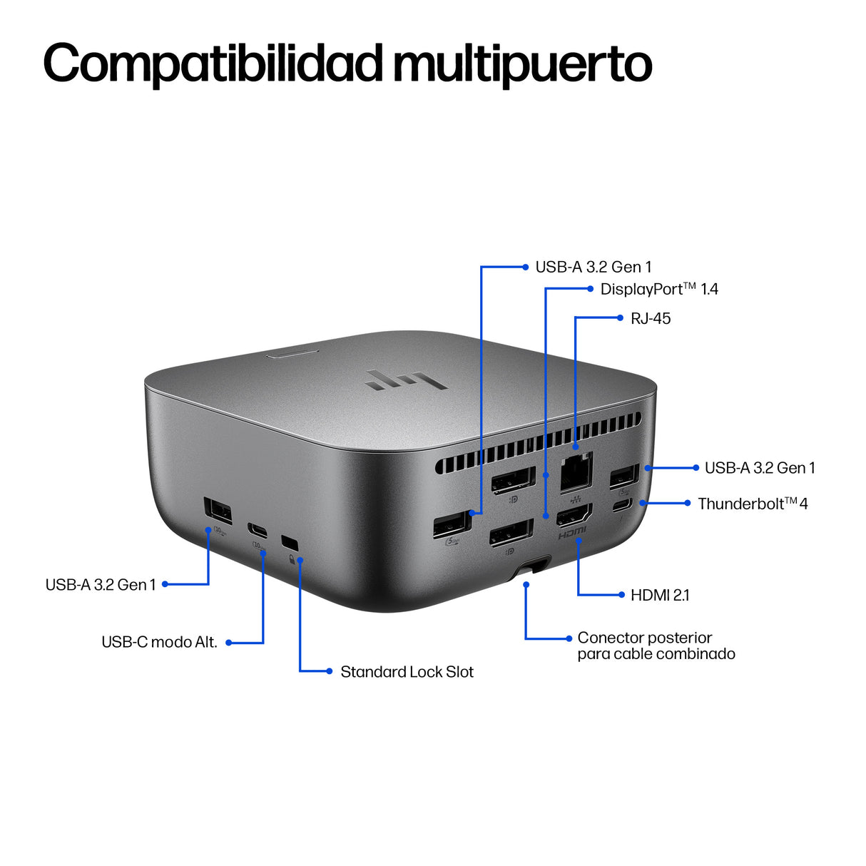 HP Base de conexión Thunderbolt 4 de 100 W G6, Alámbrico, 1000, 2500 Mbit/s