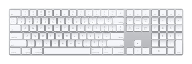 Apple Magic teclado Universal QWERTY Inglés de EE.UU. Blanco, Inalámbrico y alámbrico, Interruptor de llave de tijera