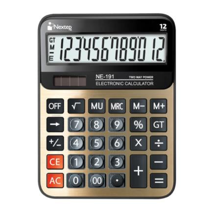 Nextep NE-191 calculadora Escritorio Calculadora básica Negro, Oro, 12 dígitos, Batería/Solar