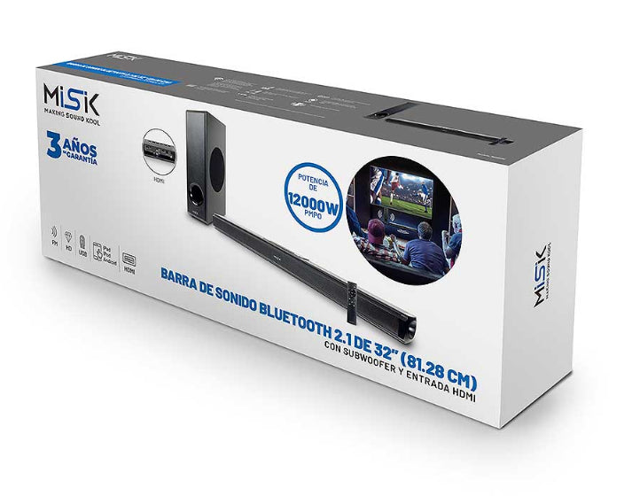 Misik MSB500 altavoz soundbar Negro 2.1 canales 120 W