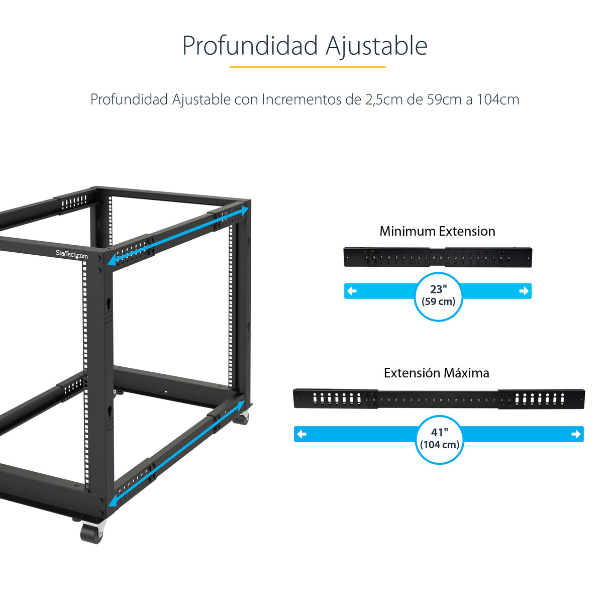 StarTech.com Rack 12U Móvil de Marco Abierto de 4 Columnas para Servidores - Rack de Cuatro Columnas de 19 Pulgadas para