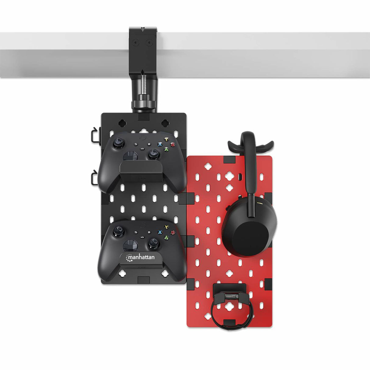 Manhattan 462518 Soportes Mando de videoconsola, Auriculares Escritorio Negro, Rojo