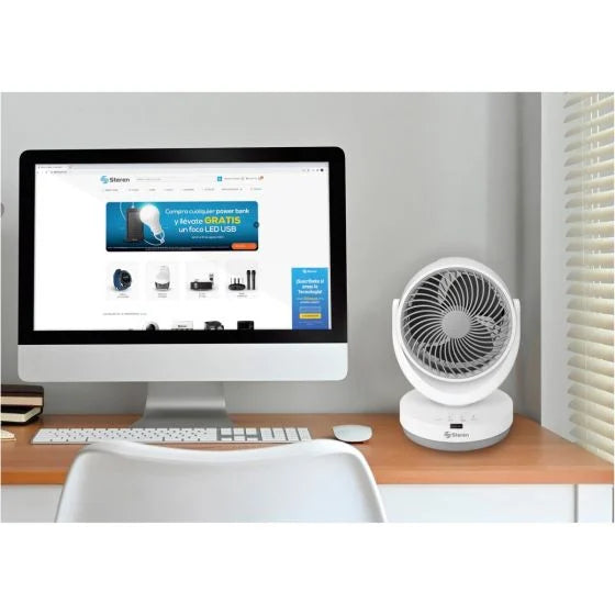 Steren FAN-300 ventilador Blanco, Ventilador con aspas para el hogar, Mesa, 3000 RPM