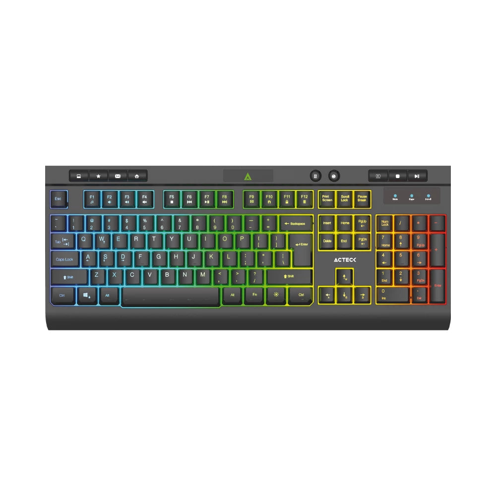 Acteck Aurean Pro TA477G teclado Universal USB Negro, Tamaño completo (100%), Alámbrico, Interruptor de membrana