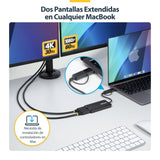 StarTech.com Adaptador de USB a HDMI Doble, USB A/C a 2 Pantallas HDMI (1x 4K30Hz, 1x 1080p), Dongle Integrado USB-A a C, Cable de 11cm, Adaptador USB 3.0 a HDMI, Windows y macOS adaptadores gráficos usb USB tipo A, USB Tipo C Macho Derecho Si