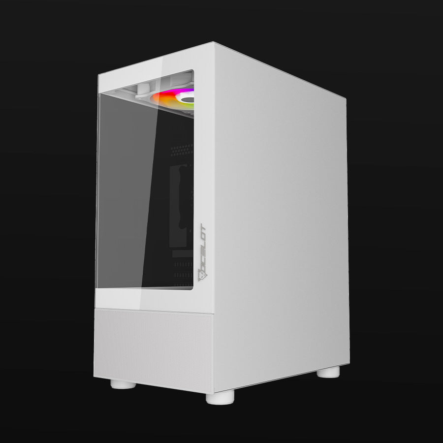 Ocelot Gaming GLASS EW7 gabinete de computadora Blanco, ITX, Micro ATX, Aluminio