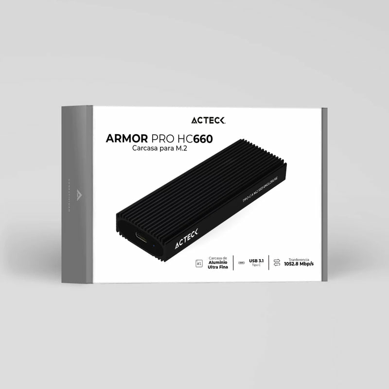 Enclosure ACTECK SSD M.2 Armor Pro HC660 / NVME USB C Gen 2 USAP / 10 Gbps / Compatible con 2280 / 2260 / 2242 / 2230 / 