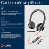 HP Poly Auriculares estéreo Poly Blackwire 8225 USB-C + Adaptador USB-C/A Auriculares Auriculares Diadema Oficina/Centro de llamadas Binaural