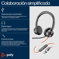 HP Poly Auriculares estéreo Poly Blackwire 8225 USB-C + Adaptador USB-C/A Auriculares Auriculares Diadema Oficina/Centro de llamadas Binaural
