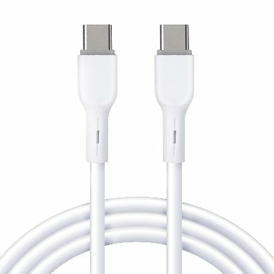 Cable BRobotix de Conector USB-C 3.0 a USB-C 3.0, Compatible con carga rápida, 1m. Color Blanco.