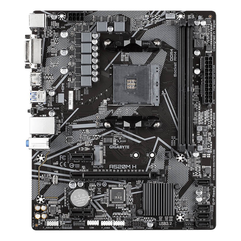 Tarjeta Madre Biostar A520MH DDR4 HDMI PCIe M.2 SATA 3.0 AMD Ryzen AM4 32GB RAM 6TB Storage