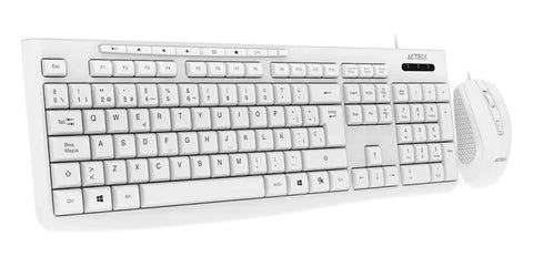 Acteck AC-941792 teclado Ratón incluido Hogar / Oficina USB QWERTY Español Blanco