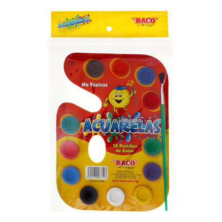 ACUARELA BACO PALETA CARTON C/12 COLORES
