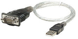 Manhattan Convertidor USB-A a serie (RS232/COM/DB9), 45 cm, macho a macho, chip Prolific PL-2303RA, negro/plata, 3 años de garantía, equivalente a ICUSB232V2 Cable Negro, Transparente 0,45 m USB A Serial/COM/RS232/DB9