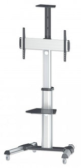 Manhattan Soporte para TV, de piso, tipo carrito, de alumino, con inclinación, pantallas planas de 37" a 70" de máximo 50 kg Monitor Negro