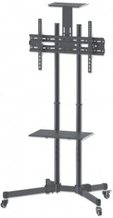 Manhattan Soporte con carrito para TV/monitores, pantallas 37"–65", Compatibilidad VESA: de 200x200 a 600x400 mm (verifique las dimensiones de los cuatro orificios de montaje traseros), carga máxima 40 kg, negro Monitor negro