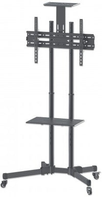 Manhattan Soporte con carrito para TV/monitores, pantallas 37"–65", Compatibilidad VESA: de 200x200 a 600x400 mm (verifique las dimensiones de los cuatro orificios de montaje traseros), carga máxima 40 kg, negro Monitor negro