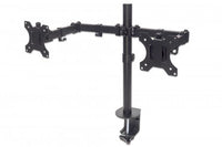 Manhattan Soporte doble de sobremesa para TV/monitores (Articulado), para pantallas de 10" a 27", fijación con abrazadera, Compatibilidad VESA: 75×75