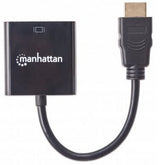 Manhattan Cable convertidor HDMI a VGA, 1080p, 30 cm, macho a hembra, entrada de alimentación Micro-USB (si se requiere), negro, garantía 3 años, equivalente a HD2VGAE2 Cable Derecho Derecho Oro 0,3 m