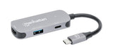 Manhattan Hub/dock USB-C, puertos (3): HDMI, USB-A y USB-C, con Power Delivery (PD) 100 W- requiere cargador USB-C exter