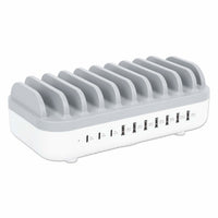 Manhattan Estación de carga de 10 puertos: 3 USB-C (hasta 18 W PD) y 7 USB-A (hasta 12 W), potencia