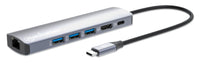 Manhattan Hub/dock USB-C, puertos (6): Ethernet, HDMI, 3x USB-A y USB-C, con Power Delivery (PD) 100 W- requiere cargado