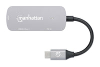 Manhattan Hub USB-C de 3 puertos ultra compacto, 3x USB-A (1x 5 Gbps USB 3.0 + 2x 480 Mbps USB 2.0),