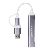 Naceb Technology NA-0124 nodo concentrador USB Tipo C Plata, Aluminio, Elastómero termoplástico (TPE), 0.011 m