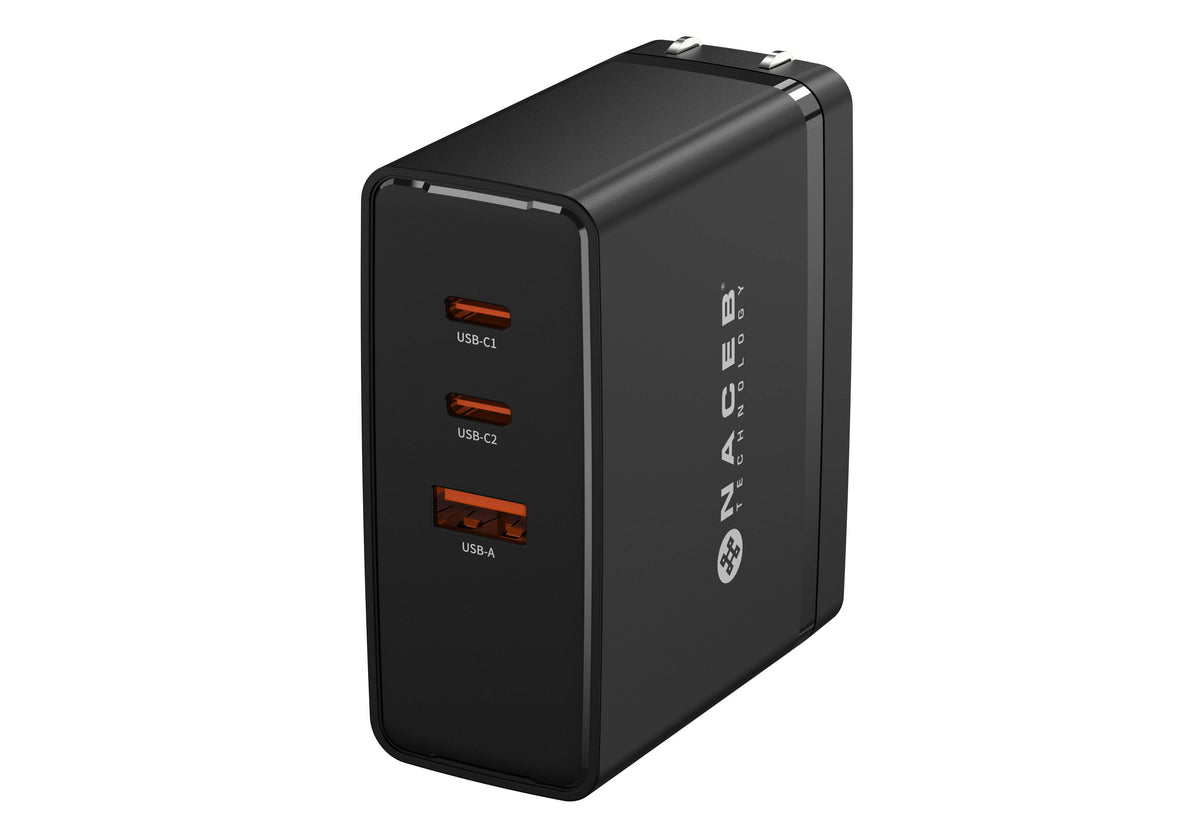 NA-0145 - NACEB CARGADOR DE PARED GAN USB-A + USB-C + USB-C 100W