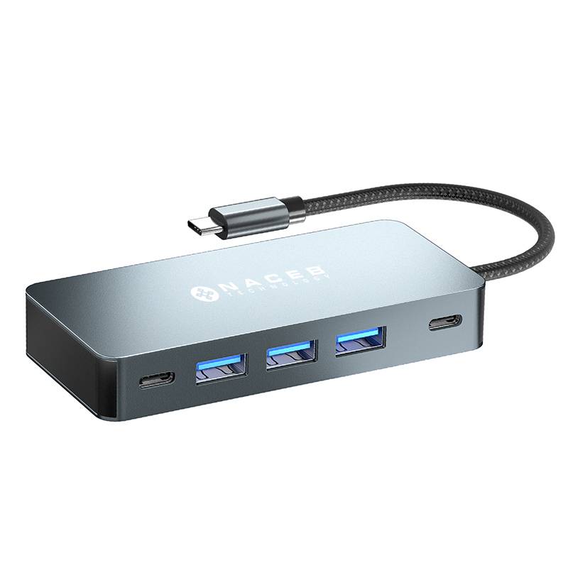 NA-0147 - NACEB USB-C ADAPTER 7-IN-1 DUAL HDMI 4K+USB-C+PD100W+3