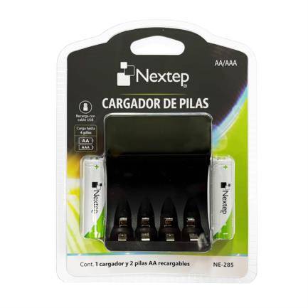 NE-285 - Cargador de Pilas Nextep AA/AAA Incluye 2 Pilas AA