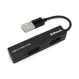 Hub USB V2.0 Compacto BROBOTIX 497677, 4 Puertos, 480 Mbit/s, Negro