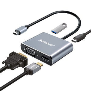 BRobotix 6000687 base para portátil y replicador de puertos USB 3.2 Gen 1 (3.1 Gen 1) Type-C Plata